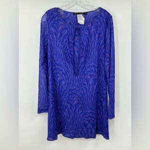 Vix Hermaney Blue Cover Up Dress Sheer Keyhole Front Size Medium